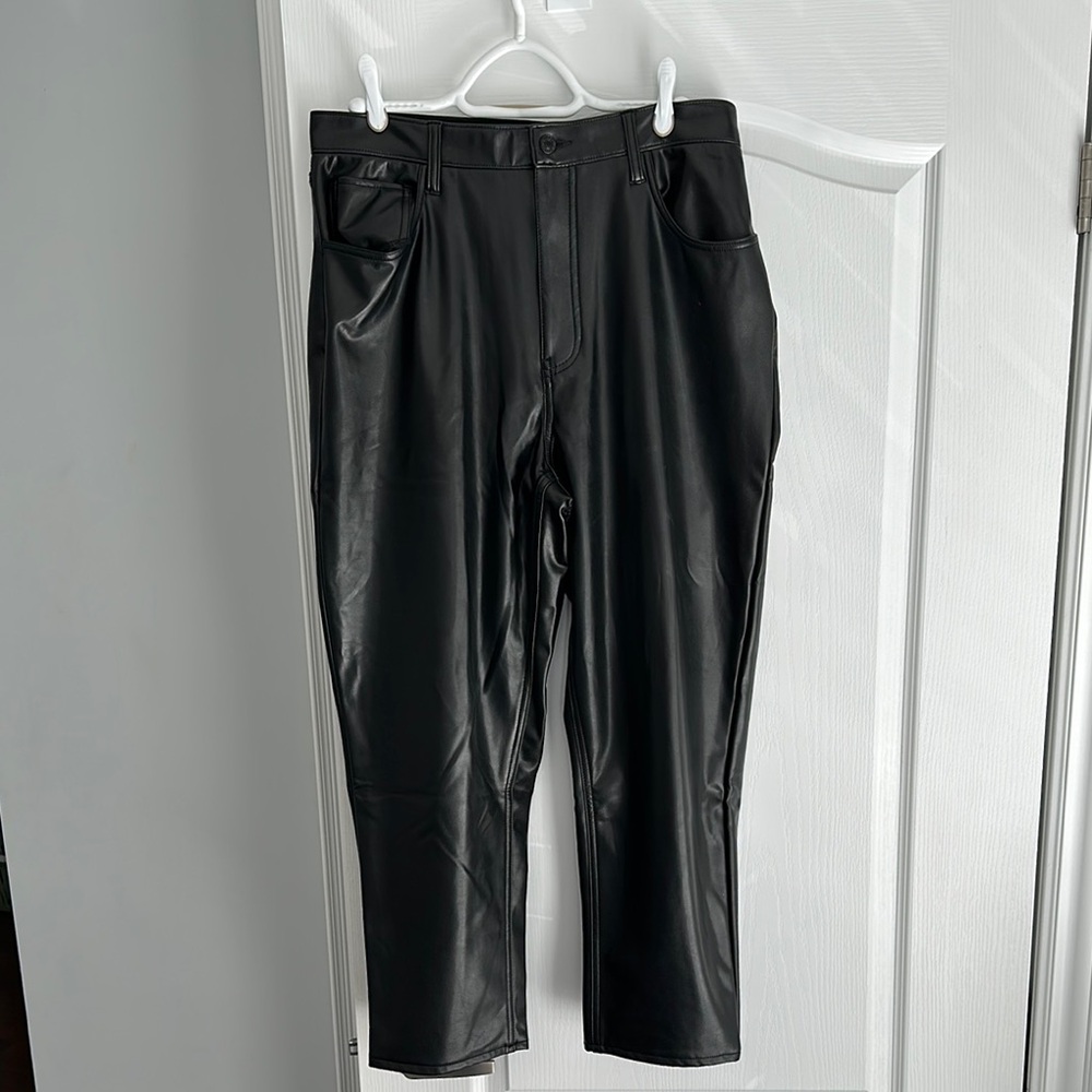 Abercrombie Curve Love Ultra High Rise Ankle Straight Leather Pants